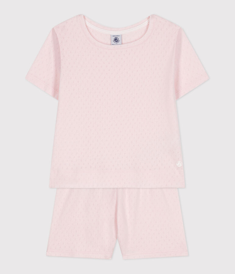 Pijama corto infantil de algod&oacute;n rosa