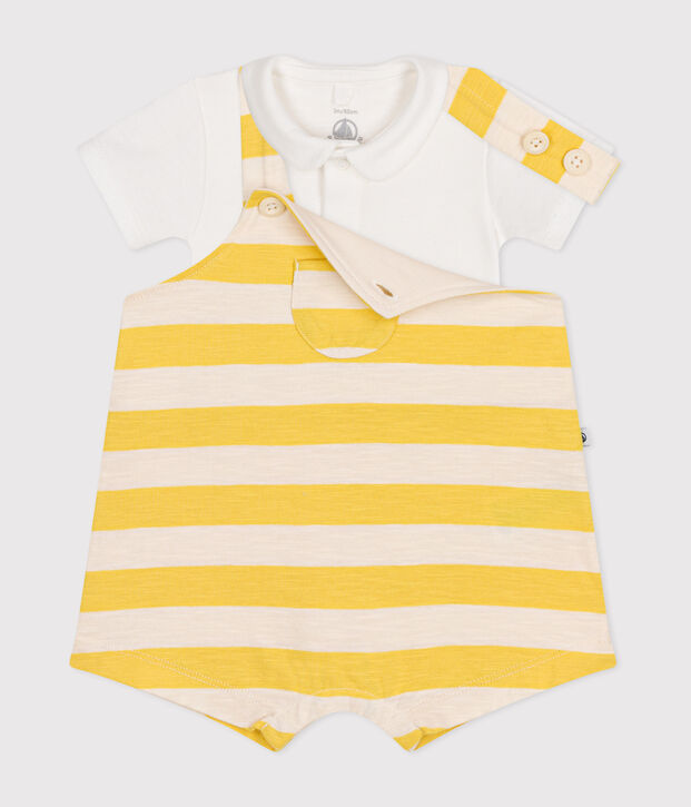 Conjunto de peto de jersey flameado para beb&eacute; amarillo/crudo