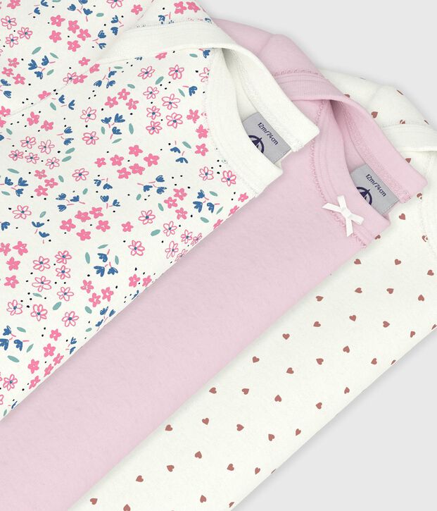 Juego de bodies de algod&oacute;n de manga corta con estampado de flores para beb&eacute; multicolor