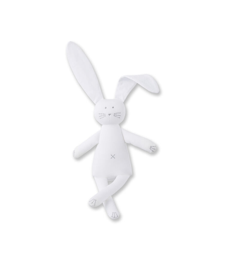 Doudou lapin uni b&eacute;b&eacute; mixte blanco LAIT/rosa PIVOINE