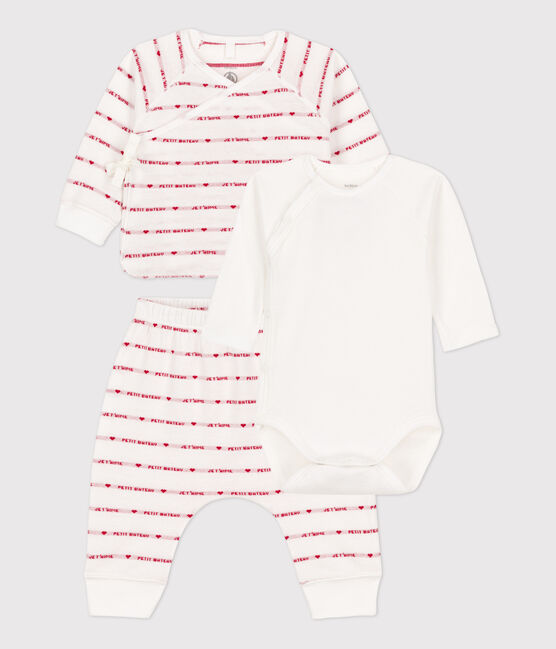 Conjunto de 2 piezas de Jacquard de punto de algodón ecológico para bebé blanco MARSHMALLOW/rojo TERKUIT