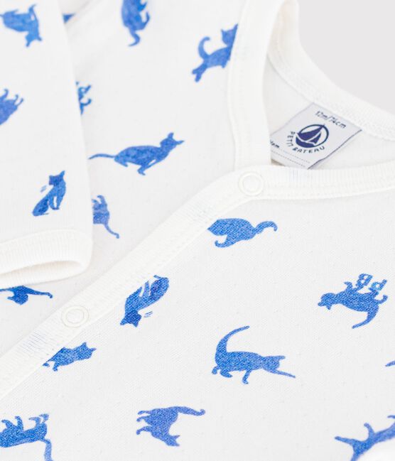 Pijama de túbico con estampado de gato para bebé blanco MARSHMALLOW/ CREPUSCULE