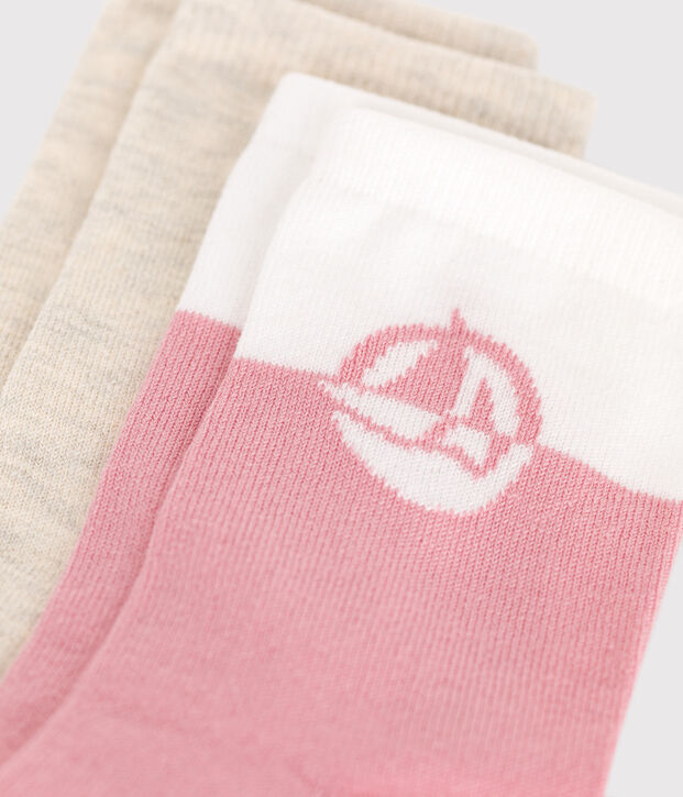 2 pares de calcetines de algod&oacute;n con logo para ni&ntilde;a multicolor