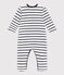 Pijama de terciopelo a rayas para bebé blanco MARSHMALLOW/azul SMOKING