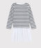 Vestido de manga larga para niña blanco MARSHMALLOW/ SMOKING ARGENT BRILLANT