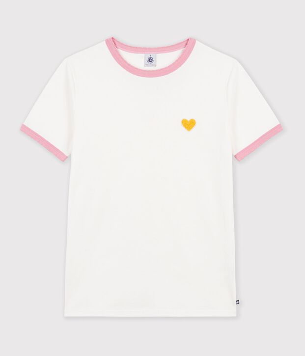 Camiseta lisa de algod&oacute;n de manga corta para mujer blanco