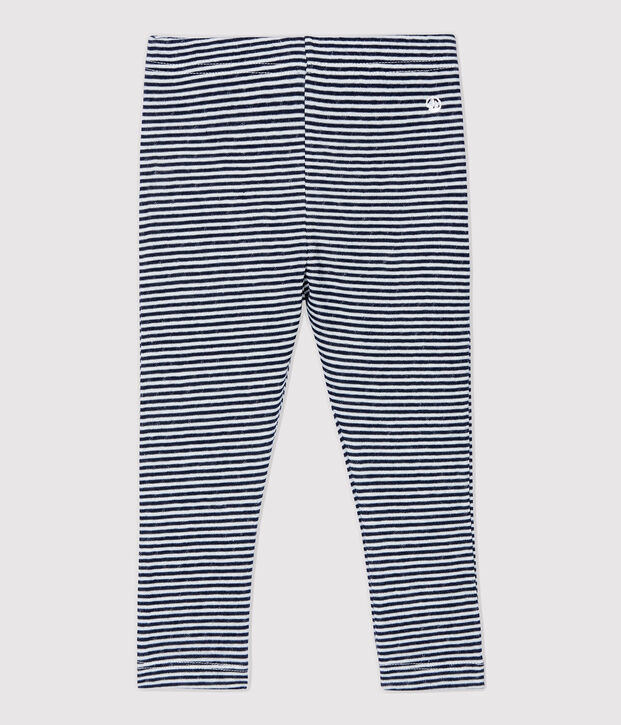 Leggings de algod&oacute;n de beb&eacute;. azul/blanco