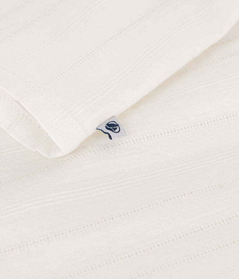 Blusa infantil lisa de manga corta de algod&oacute;n blanco