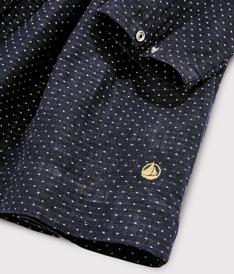 Vestido de manga larga para ni&ntilde;a azul/blanco