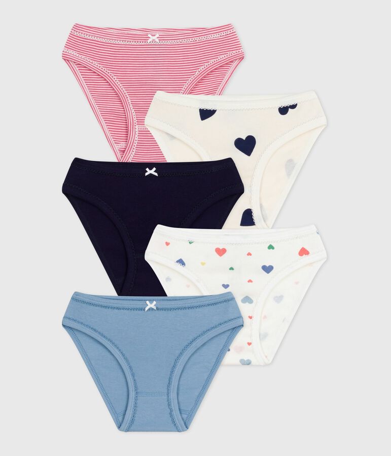 Juego de braguitas infantiles de algod&oacute;n con estampado de corazones multicolor