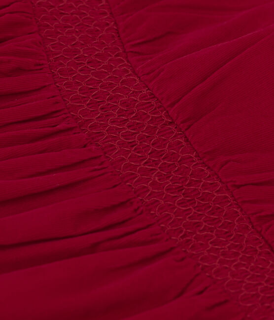 Vestido de manga larga de terciopelo liso de niña rojo CORRIDA
