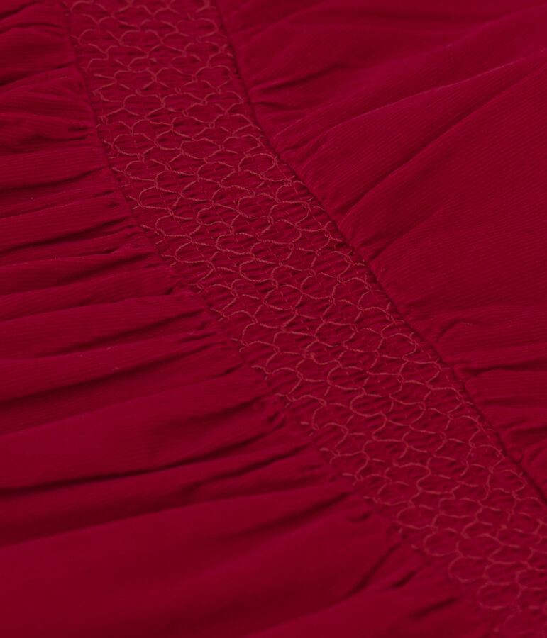 Vestido de manga larga de terciopelo liso de ni&ntilde;a rojo CORRIDA