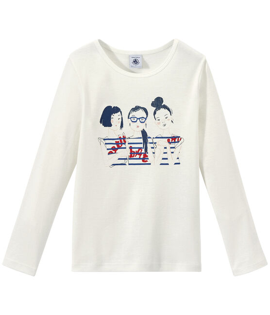 Camiseta de manga larga estampado para niña blanco MARSHMALLOW