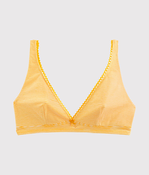 Sujetador triangula de mujer amarillo/blanco