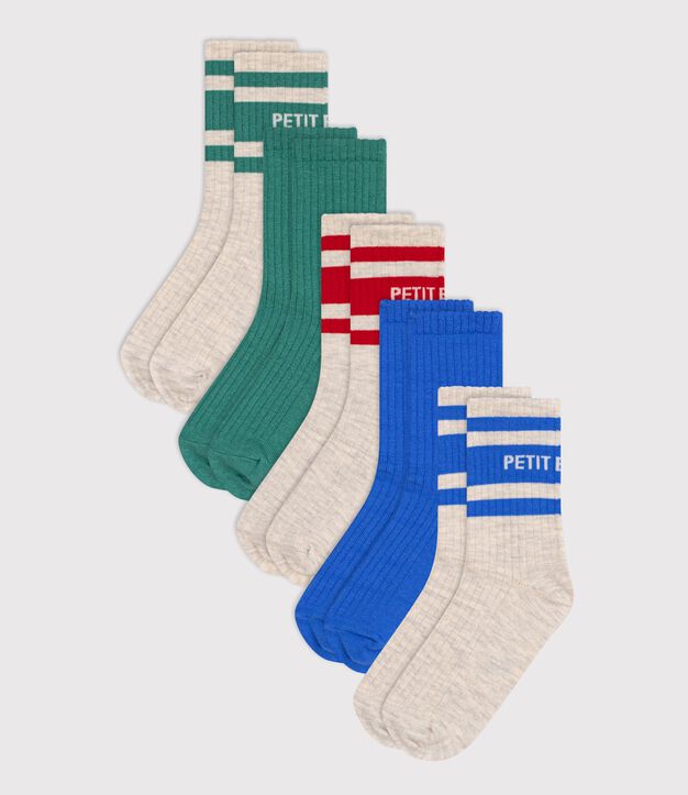 5 pares de calcetines infantiles deportivos de algod&oacute;n multicolor