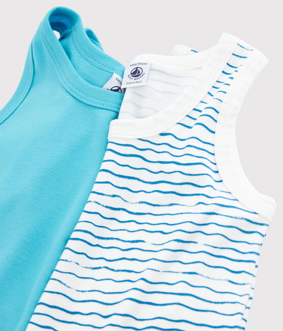 Lote de 2 camisetas de tirantes con estampado de océano azul de niño variante 1