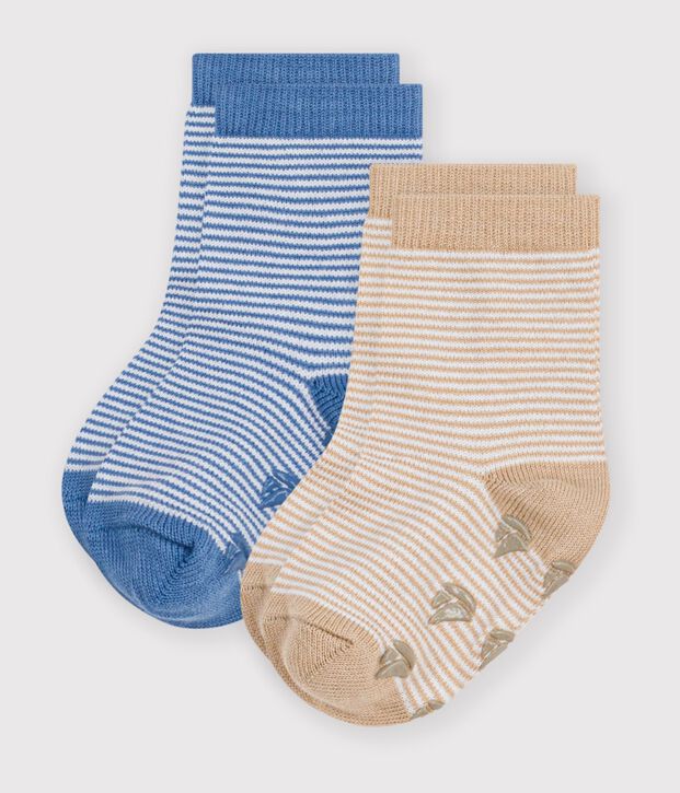 2 pares de calcetines antideslizantes de algod&oacute;n para beb&eacute; multicolor