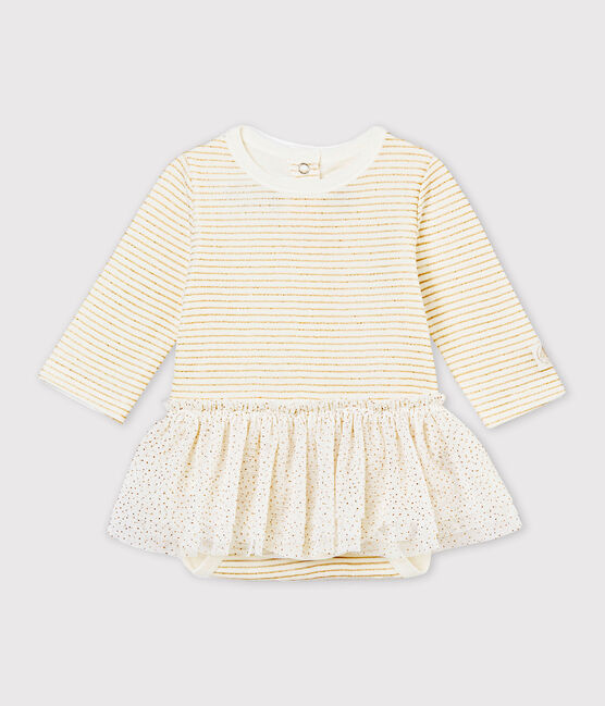 Body vestido para bebé niña blanco MARSHMALLOW/amarillo DORE