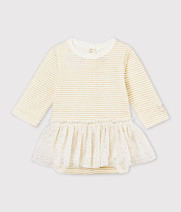 Body vestido para beb&eacute; ni&ntilde;a blanco/amarillo