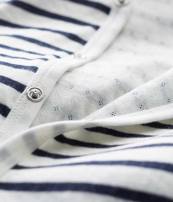 Pijama unisex de bebé sin pies en túbico blanco MARSHMALLOW/azul SMOKING