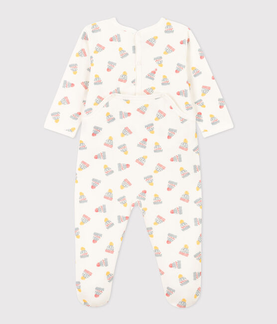 Pijama de felpa con gorros para bebé blanco MARSHMALLOW/blanco MULTICO