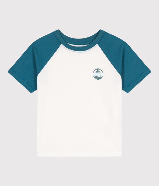 Camiseta infantil de manga corta de algod&oacute;n con estampado verde/verde
