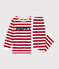 Pijama de terciopelo a rayas para niño/niña STOP/ MARSHMALLOW