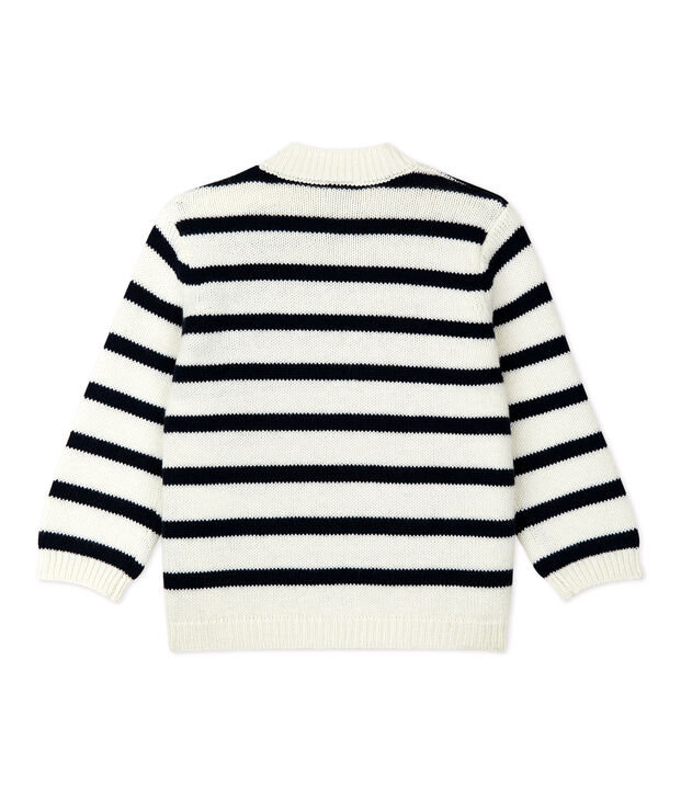 Jersey de lana y algod&oacute;n de beb&eacute; blanco/azul