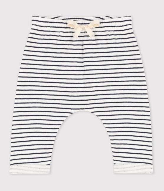 Pantalón de rayas marineras de bebé de túbico de algodón blanco MARSHMALLOW/azul SMOKING