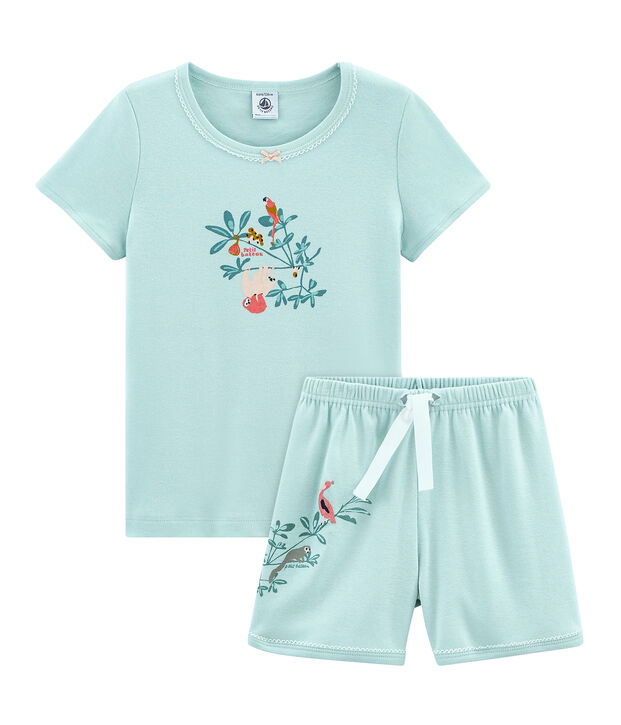 Pijama corto de punto para ni&ntilde;a azul