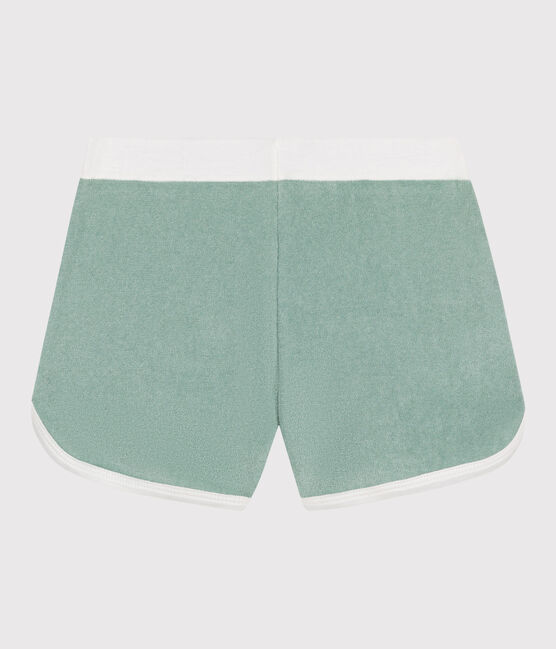 Shorts infantiles de rizo de algodón liso verde PAUL