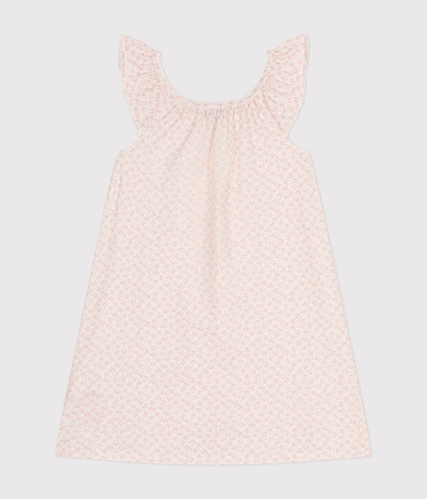 Camis&oacute;n de algod&oacute;n infantil con motivo de flores blanco/rosa