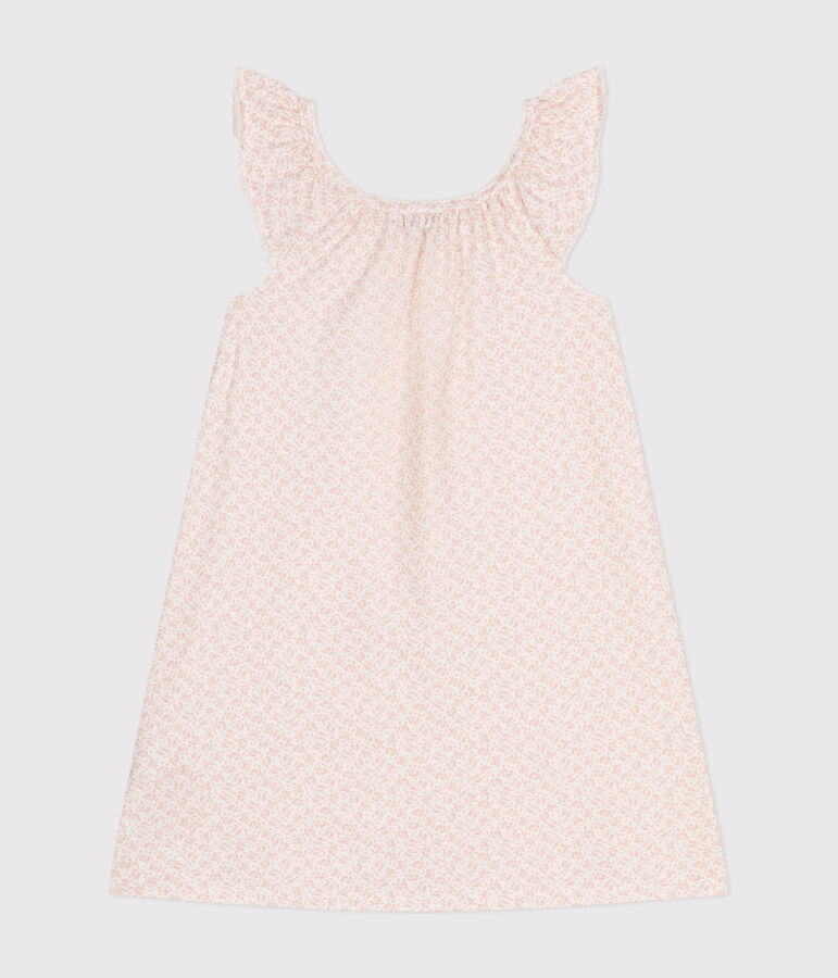 Camis&oacute;n de algod&oacute;n infantil con motivo de flores blanco/rosa