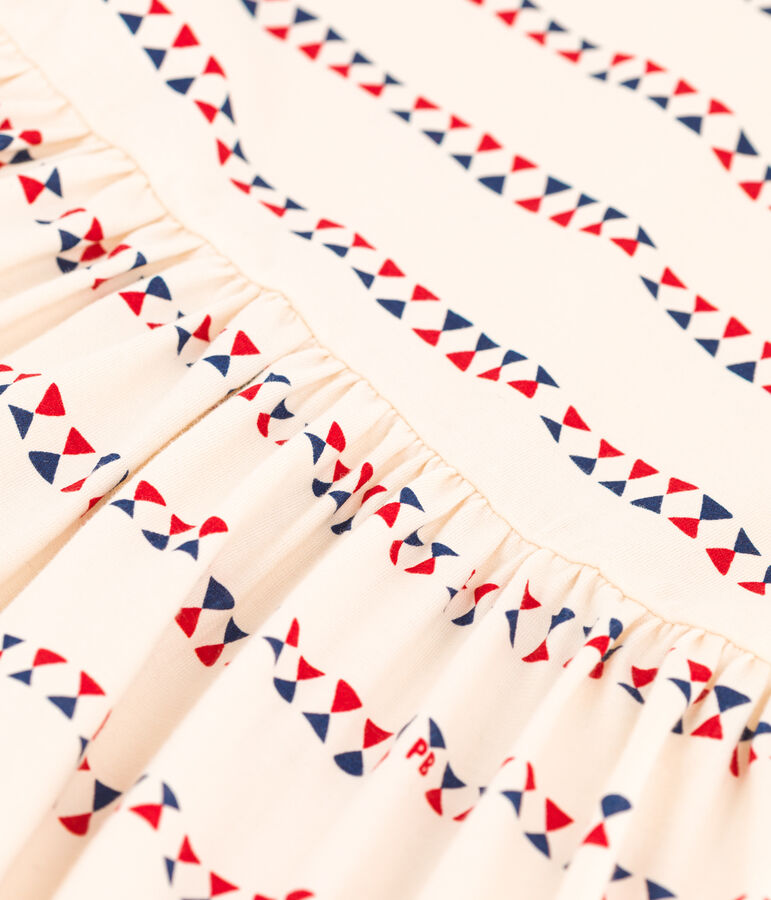 Vestido estampado de manga corta de algod&oacute;n de ni&ntilde;a blanco AVALANCHE/ MULTICO