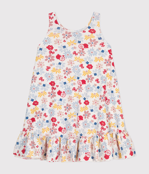 Vestido de algod&oacute;n sin mangas de ni&ntilde;a blanco/multicolor