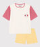 Pijama corto Petit Bateau X Snoopy de algodón para mujer blanco MARSHMALLOW/blanco MULTICO