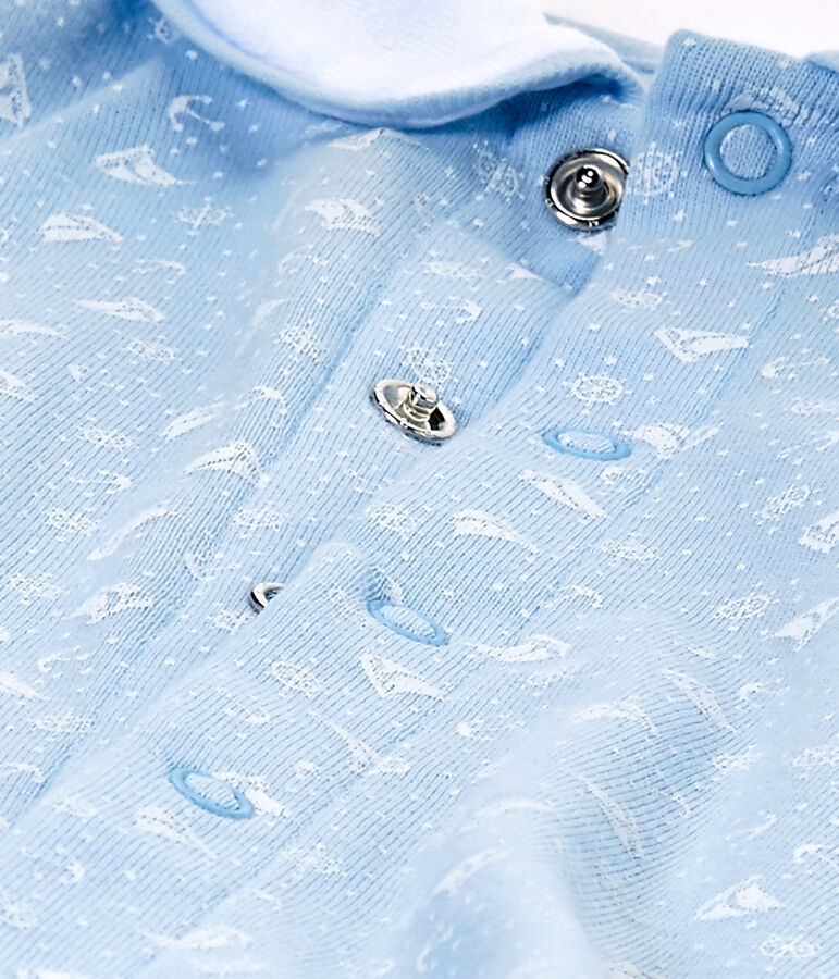 Pijama beb&eacute; y gorro de nacimiento azul TOUDOU/blanco ECUME