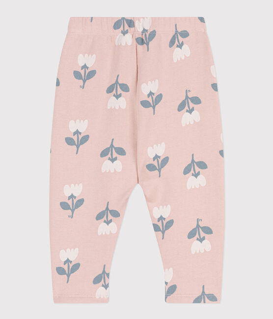 Pantalón estampado de muletón para bebé rosa SALINE/blanco MULTICO
