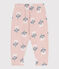 Pantalón estampado de muletón para bebé rosa SALINE/blanco MULTICO