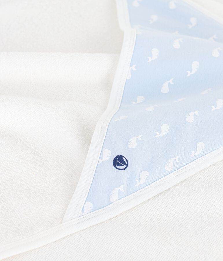 Capa de ba&ntilde;o de algod&oacute;n para beb&eacute; azul/azul