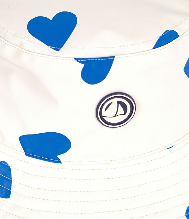 Gorro de lluvia infantil con estampado de corazones azul/azul
