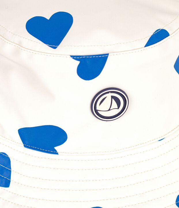 Gorro de lluvia infantil con estampado de corazones azul/azul