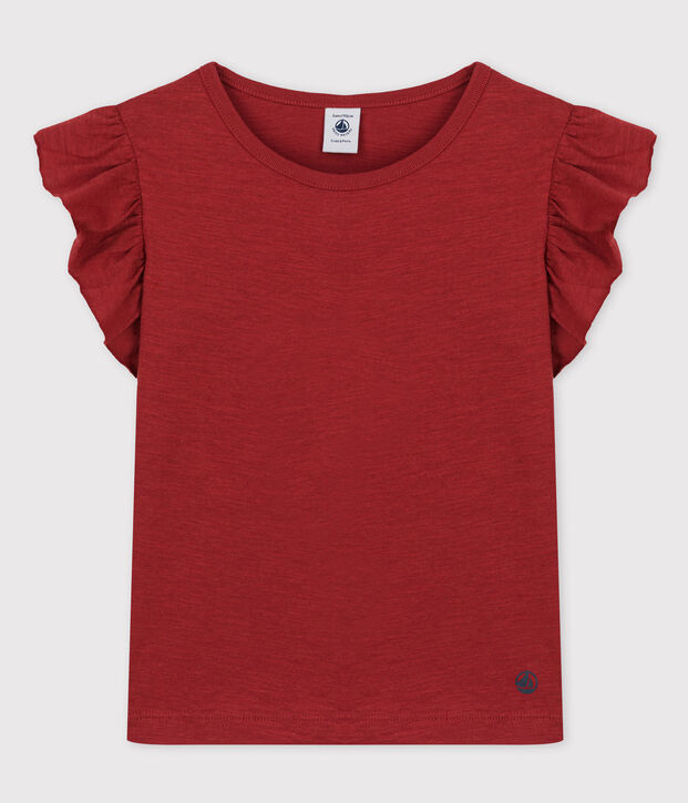 Camiseta de manga corta de algod&oacute;n de ni&ntilde;a marron