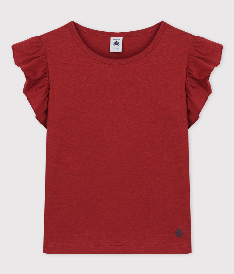 Camiseta de manga corta de algod&oacute;n de ni&ntilde;a marron OMBRIE