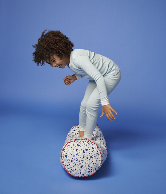 Pijama snugfit de rayas azules de algodón de niño azul TIKI/blanco MARSHMALLOW