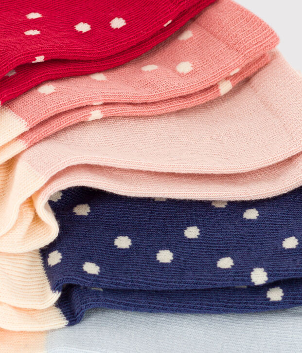 Juego de 5 pares de calcetines de punto de algod&oacute;n con lunares para ni&ntilde;os multicolor