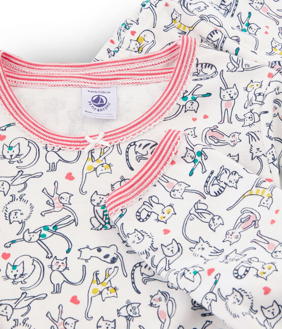 Pijama de punto para niña blanco MARSHMALLOW/blanco MULTICO