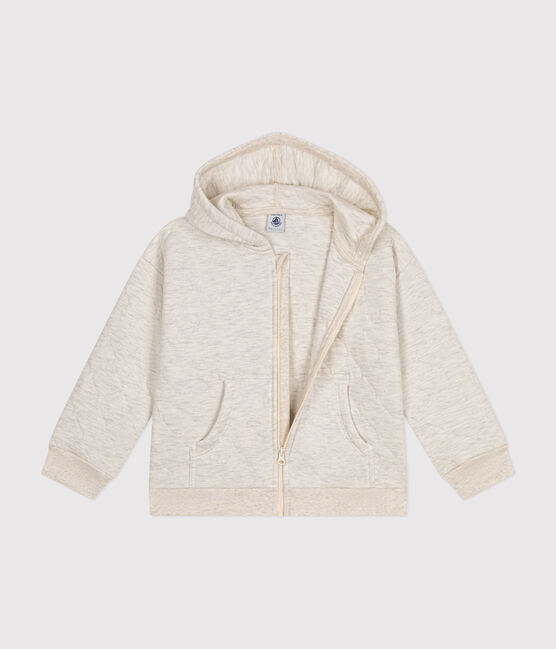 Sudadera con cremallera y capucha de tejido túbico acolchado de niña/niño beige MONTELIMAR CHINE