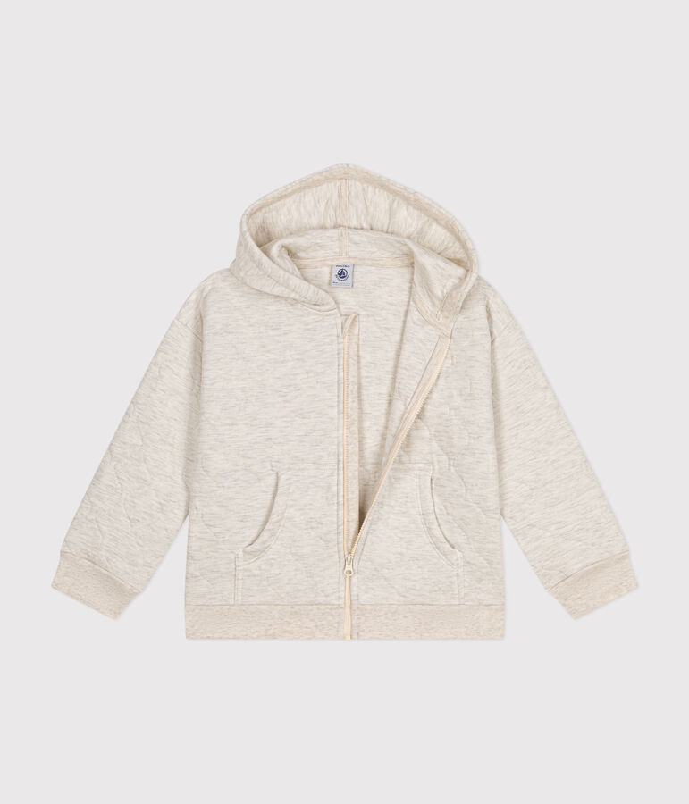 Sudadera con cremallera y capucha de tejido t&uacute;bico acolchado de ni&ntilde;a/ni&ntilde;o beige