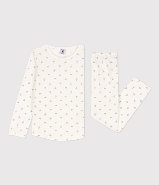Pijama de palmeras de niña blanco MARSHMALLOW/blanco MULTICO